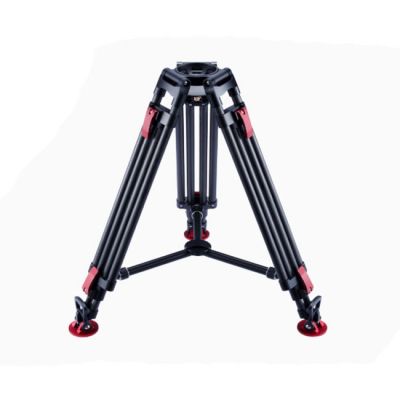 100mm 2-stage aluminum tripod with flip lever-type brakes, carry handle, leg clip, CONTENDER heavy-duty mid-level spreader & deep-tread rubber feet from www.thelafirm.com