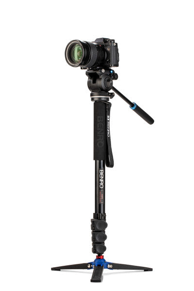 Benro A38FD Series 3 AL Monopod with Locking 3-Leg Base & S2PRO Head - 4 Leg Sections, Flip Lock Leg Release from www.thelafirm.com