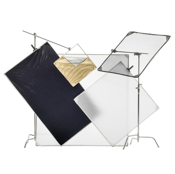 pro panel kit 42 - includes 1-42x42" (107x107cm) panel frame, 1-1/2 grid panel fabric, 1-white/black reflector panel, 1-compact panel duffel from www.thelafirm.com