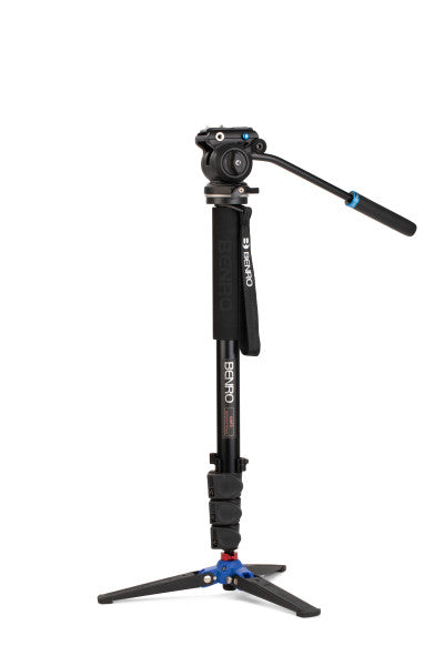 Benro A38FD Series 3 AL Monopod with Locking 3-Leg Base & S2PRO Head - 4 Leg Sections, Flip Lock Leg Release from www.thelafirm.com