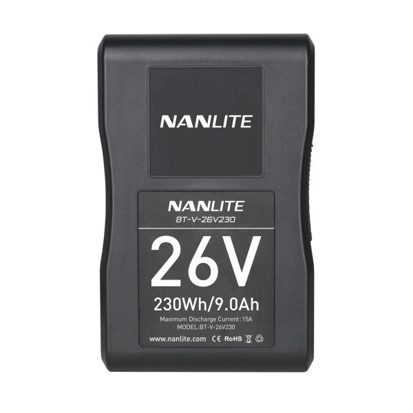 Nanlite 230Wh 26V V-Mount Lithium Ion Battery from www.thelafirm.com